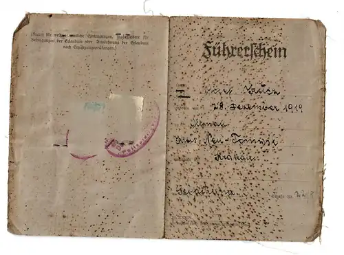 GG: Führerschein Krakau 1941 mit Gebührenmarken