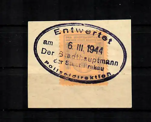 GG: Gebührenmarke Stadthauptmann Krakau 1944