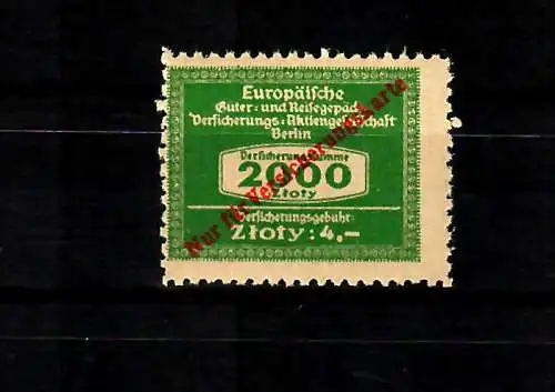 GG: Reisegepäck-Versicherungmarke mit Eindruck 4 Zloty, **