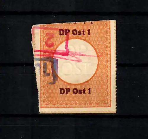 GG: Verschlussmarke DP Ost 1, gestempelt, rückseitig Jaroslau 1943