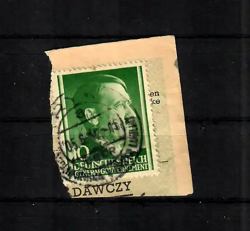 GG: Verschlussmarke DP Ost 2, gestempelt, rückseitig Stryj 1942
