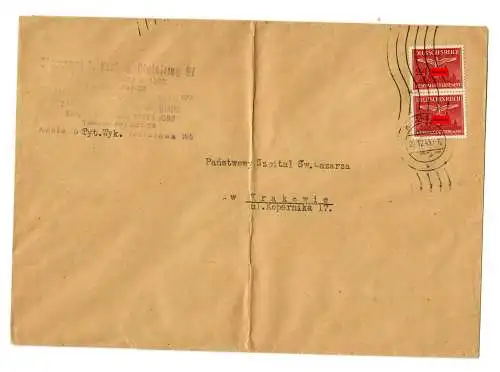 GG Grand Lettre Lettre d'information Poste de Cracovie, bureau de fiscalité avec timbre d 'onde moins fréquent Crakau 1k