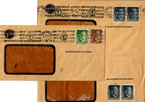 GG 7x différentes lettres de fenêtre, généralement avec une francature pour des lettres d'affaires -16Gr.