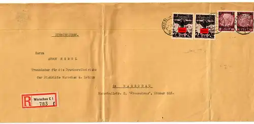GG: Überlanger Einschreibe-Brief Warschau an Treuhänder für Druckerei