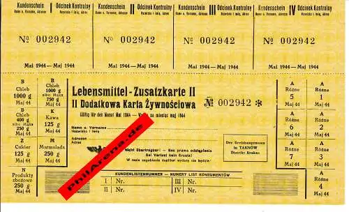 GG: Lebensmittel Zusatzkarte Mai 1944, Krakau