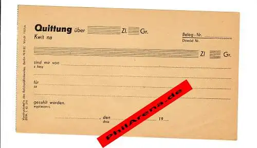 GG: Blanko Quittungsbeleg 1942