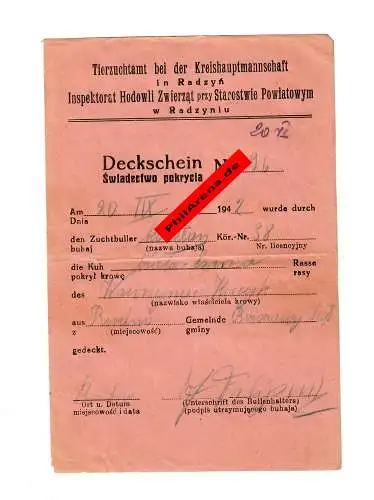 GG: Brevet: Office zootechnique Radzyn 1942