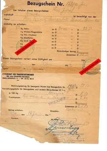 GG: billet de référence pour 72 kg d'avoine, Tarnow-Debica 1942