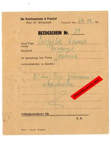 GG: Bezugschein Przemysl: 3 Paar Gummiübschuhe