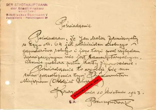 GG: Bescheinigung: Lebensmittelzusatzkarte 1942, Krakau