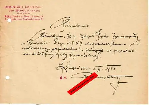 GG: Certificat: carte alimentaire supplémentaire Cracovie, octobre 1942