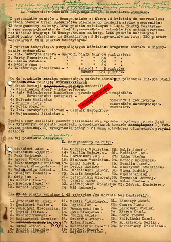 GG: Krakau 1944: Bezugscheine: Abrechnung