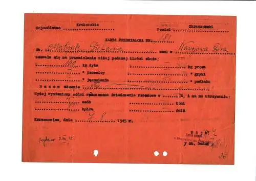 GG: demande de certificat pour une paire de chaussures: Cracovie/Krzezowice 1941