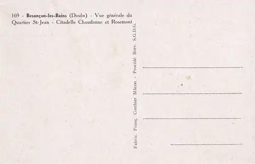 Post card Besancon: Vue générale, Citadelle