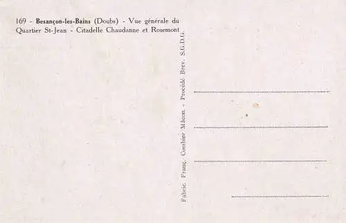 post card Besancon: Vue générale, Citadelle