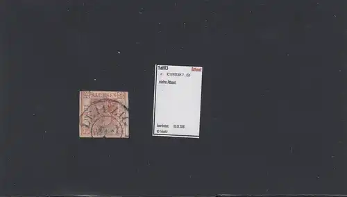 Saxe: Min° 1a, Platte III, Position 3, Tamponné Leipzig, BPP Attest