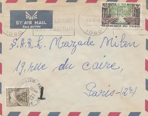 Togo 1960: air mail Lome to Paris