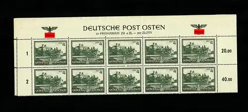 Generalgouvernement GG: MiNr. 64, postfrisch, ** Oberrandstreifen, Doppelzähnung