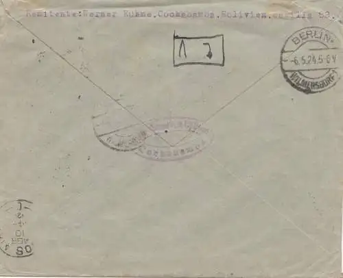 Bolivia: Cochabamba 1924 via Tupiza-Buenos Aires to Berlin/Germany