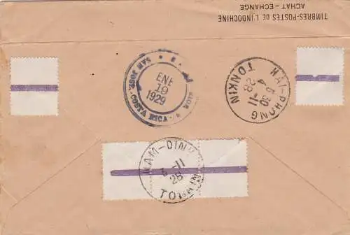 1929: Indo Chine: Nam Dinh-registerd to Costa Rica