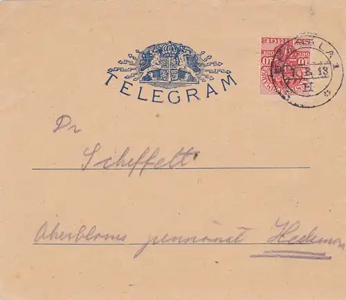 1913: Sweden/Telegram nach Uppsala - 10 Öre