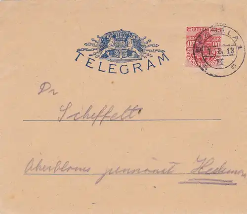 1913: Sweden/Telegram vers Uppsala - 10 Öre