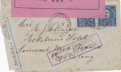1900: Portugal: Stopped by Censor, return to sender: Kaiserliches Konsulat