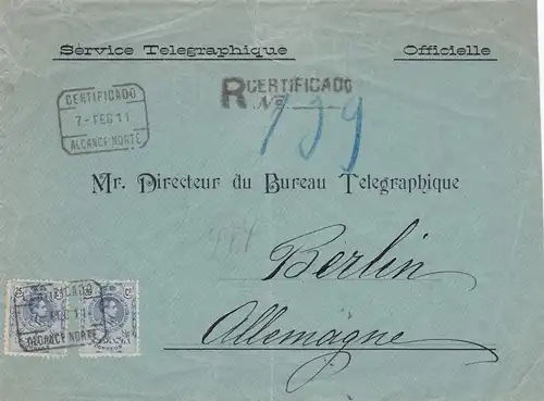 1911: Service Telegraphique: Spain to Berlin