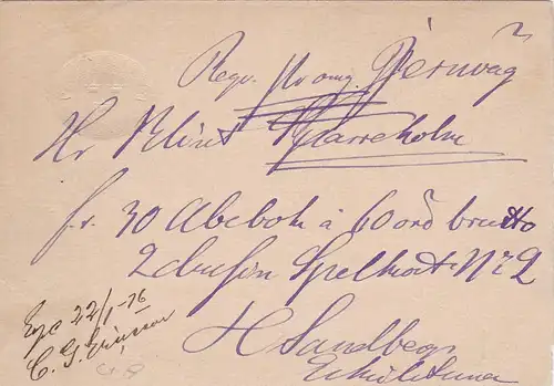 1916: Suède: post card P5L1, only question part known