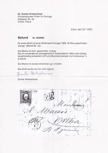 1866: letter from Portugal to Orthez, Min. 22