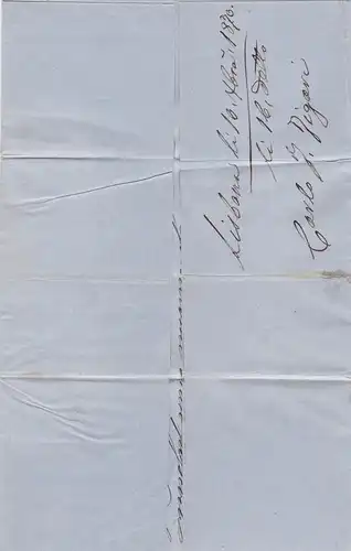 1868: letter from Portugal (MiNr. 21) to Genua/Italy