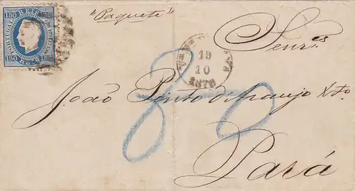 1876: Portugal/Vila Nova de Gaya - Post ship to Brazil