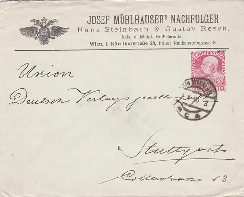1910: Lettre de Vienne à Stuttgart, cheval balançaire arrière, raquette de tennis