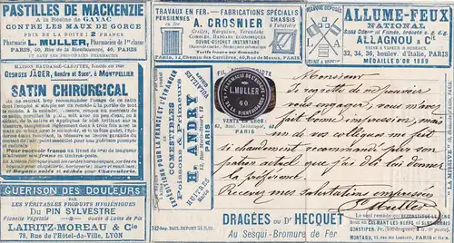 France: Carte-Lettre Paris: Vendue 5 Centimes, Publicité