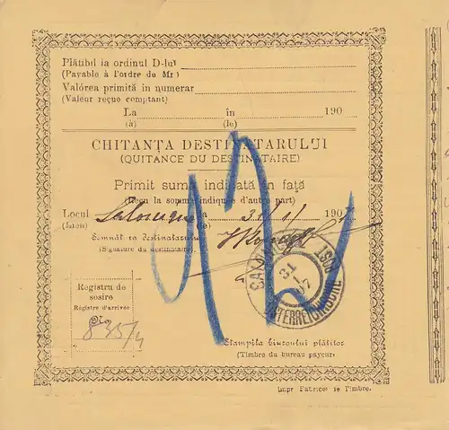 1907: parcel card Romaina/Bucaresti to Austria