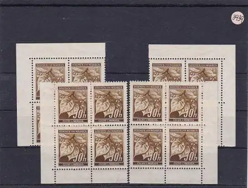 Bohême et Moravie (B&M) **, post-frais, Min. 24 Quadruple Eckrand