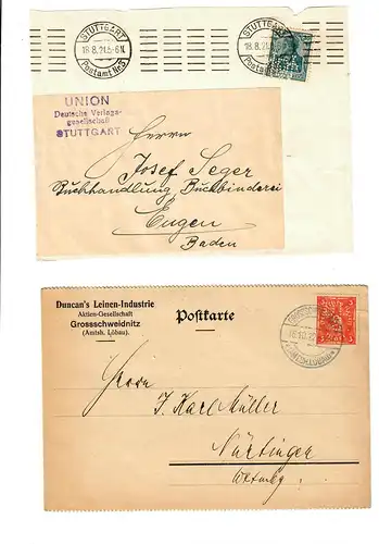 Convolue par 7 cartes/lettres de 1908-1924, expéditeurs parfois intéressants