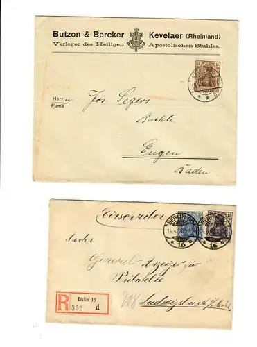 Konvolut von 7 Karten/Briefe aus 1908-1924, teils interessante Absender