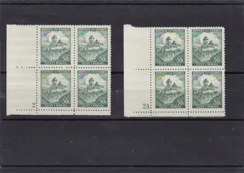 Böhmen & Mähren: postfrisch, Michel Nr. 26 Viererblock Eckrand