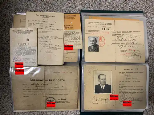 Collection de 550 cartes d'identité du gouvernement général GG 1939-1945