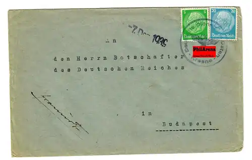 Generalgouvernement GG: Vorläufer vom 7.12.39 an DR-Botschafter in Budapest