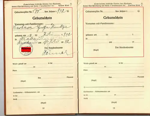 GG: Livre généalogique allemand de la famille unique1937-1942