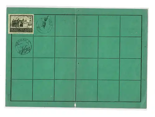 GG: Carte de contrôle des communications internationales Cracovie, 1944