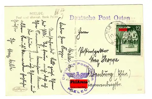 GG: AK Mielec avec une vue rare du courrier et de l'ancien. Bank Polski 1941