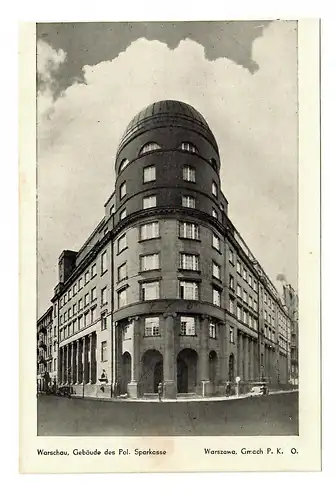 GG: AK Warschau: Gebäude der polnischen Sparkasse, ungebraucht ca. 1941/42