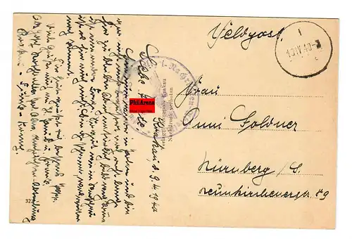 GG: AK Kakau: Gebäude Amt des Generalgouverneurs, Feldpost 1940 nach Nürnberg