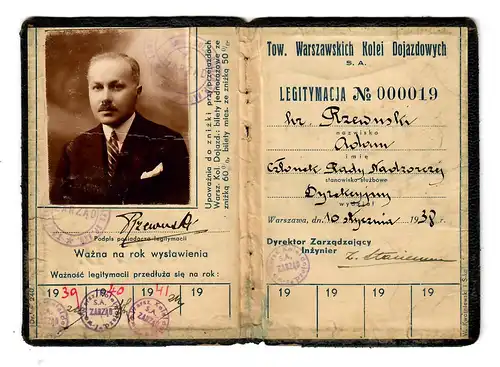 GG: Ausweis W.K.D. Warschau 1939-1941, Pole im Aufsichtsrat Warschau
