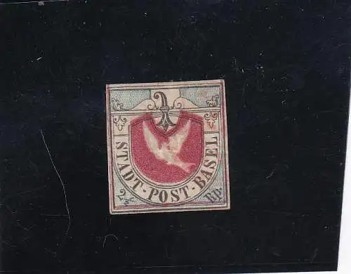 Suisse: 1845, courrier cantonal de Bâle, MiNr. 8a, cacheté, SBPV/ASEP Attest