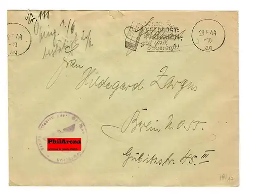 Gouvernement général GG: Lettre n° 37527 du FP à Berlin, timbre publicitaire, 29.5.1944
