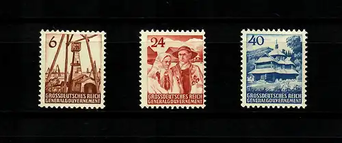 Gouvernement général: GG MiNr. I-III, ** Postfraîchissement